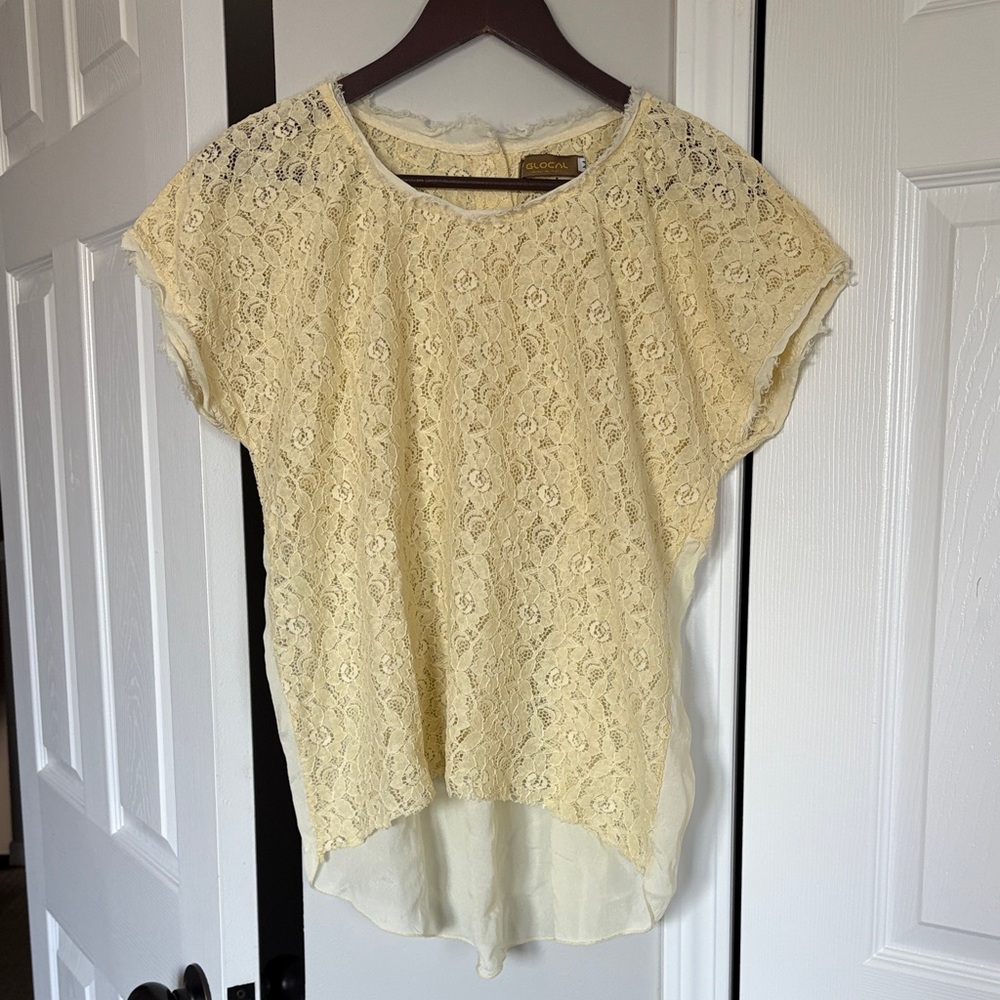 Elegant Lace Blouse in Soft Yellow